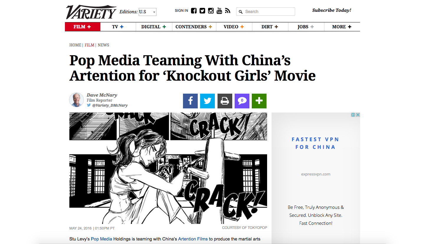 Pop Media Teaming With China’s Artention for ‘Knockout Girls’ Movie